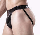 Men latex briefs Standard Jockstrap Double Stripes open back 0.4mm customize