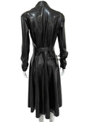 Women's Elegant Fashion Latex Trench Coat Jacket Rubber Solid Color Long Sleeves Long Coat Lapel Belt Dress