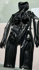 Latex CatSuit Fullcover with Latex Glooves Stocks Breast Pocket Nasal Tubes
