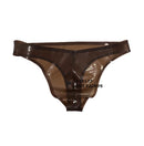 Men's Transparent Brown Thong Rubber Briefs Stereo Crotch
