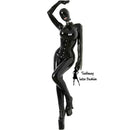 Sexy Black Latex Catsuit 3D Breast Fetish Full Bodysuit with Hood Gloves Socks Corset