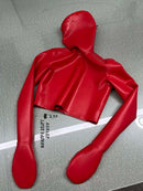 Red 1.0mm Thick Latex Top with Hood, Gloves, and Lockable Zipper