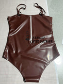 Latex Sleeveless Bodysuit, Fitted Tank Top, Rubber Jumpsuit