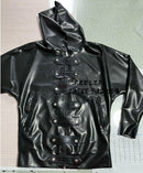Men's Latex Jackets Batwing Long Sleeve  Rubber Coats with Pocket Zippers Hoodies Male Tops