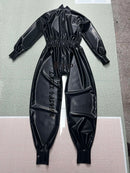 Unisex Black Latex Catsuit Rubber Jumpsuit