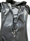 Black Sexy Latex Catsuit Rubber Catsuit Lockable Zipper with Gloves and Five-finger Socks