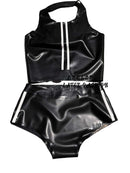 Latex Tank Crop Tops Vest Camis Cropped + Shorts Briefs Tights Set