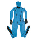 Light Blue Latex Bodysuit Rubber Full-Body Catsuit With Hood Gloves socks