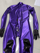 Metallic Purple Latex Catsuit (Rubber) with Gloves and Toe Socks