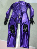Metallic Purple Latex Catsuit (Rubber) with Gloves and Toe Socks
