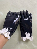 Sexy Latex Short Gloves with Bows, Five-finger Rubber Gloves