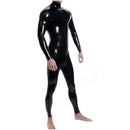 Black Latex Cosplay Bodysuit Rubber Tights with Shoulder and Crotch Zippers