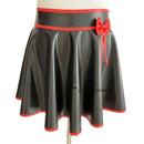 Black Latex Mini Skirts Rubber Short Dresses with Bow