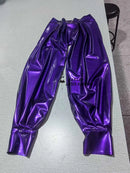 Metallic Purple Men's Latex Sexy Sports Pants Rubber Loose Pants Casual Club