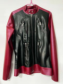 Men's Latex Jacket with Zippers Hoodies Rubber Coat Top
