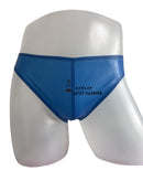 Men's Latex Transparent Blue Briefs with Three-dimensional Crotch