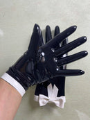 Sexy Latex Short Gloves with Bows, Five-finger Rubber Gloves