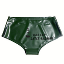Women's Lake Blue Rubber Briefs with White Stripes on The Sides Latex Sports Shorts
