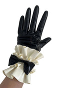 Ladies Latex Gloves Rubber Gloves with Bow Ruffles