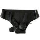 Men'S Latex Panties Briefs With Front And Back Penis Sleeve Condoms