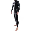 Black Latex Cosplay Bodysuit Rubber Tights with Shoulder and Crotch Zippers
