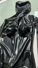 Latex CatSuit Fullcover with Latex Glooves Stocks Breast Pocket Nasal Tubes