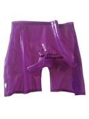 Men's Latex Transparent Purple Boxer Briefs with Condom