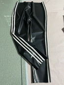 Latex Sports Pants, Rubber Casual Pants with Side Stripes.