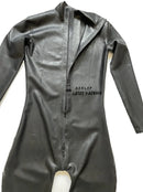 Black Chlorinated Latex Catsuit Rubber Catsuit Back Crotch Zipper