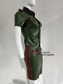 Latex Top + Skirt Set, Rubber Uniform, Military-style Dress