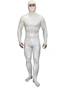Handmade Men's White Full Body Latex Catsuit Bondage Rubber Bodysuit Hood with Back Crotch Zip