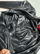 Latex CatSuit Fullcover with Latex Glooves Stocks Breast Pocket Nasal Tubes
