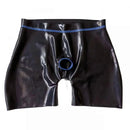 Men's Latex Boxers Shorts with Trims Ring Hole Rubber Lingerie