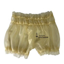 Women's Latex Pants Rubber Fetish Transparent Loose Pleated Shorts