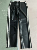 Latex Sports Pants, Rubber Casual Pants with Side Stripes.