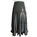 Women's Latex High-waisted Midi Skirt with Ruffles A-line Design