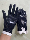 Sexy Latex Short Gloves with Bows, Five-finger Rubber Gloves