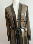 Transparent Black Sexy Latex Gummi Robes for Men and Women. Rubber Jackets Handmade Outerwear