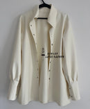 Men's Latex Lapel Shirt with Long Sleeves Button Placket Rubber Casual Top
