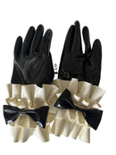 Ladies Latex Gloves Rubber Gloves with Bow Ruffles