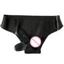 Men'S Latex Panties Briefs With Front And Back Penis Sleeve Condoms