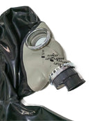 Men's Black Full Cover Latex Catsuit Fetish Bodysuits Attach Gas Mask with Zipper