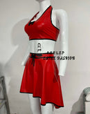 Women's Latex Skirt, Bra Top, Halter Top Set