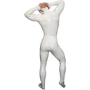 Handmade Men's White Full Body Latex Catsuit Bondage Rubber Bodysuit Hood with Back Crotch Zip