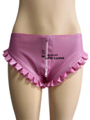 Women's Latex Rubber Ruffle Panties with Front Zipper