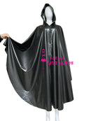 Latex Hooded Cloak Rubber Cape Poncho with Zipper for Men and Women