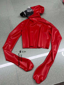Latex Top with Gas Mask and Gloves — Back Zipper