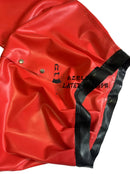 Men's Red and Black Sexy Sports Latex Pants with Buttons Front Rubber Trousers Bottoms