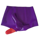 Sexy high waist latex panties rubber briefs with front and back condoms