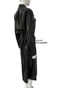 Plus Size Unisex Fashion Latex Trench Coats Slim Long Sleeve Belted Coat Rubber Windbreaker Overcoat